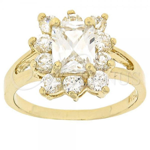 Oro Laminado Multi Stone Ring, Gold Filled Style with White Cubic Zirconia, Polished, Golden Finish, 5.055.008.06 (Size 6)
