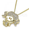 Oro Laminado Pendant Necklace, Gold Filled Style Little Girl and Heart Design, with White Micro Pave, Polished, Golden Finish, 04.156.0267.20