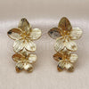 Oro Laminado Stud Earring, Gold Filled Style Flower Design, Diamond Cutting Finish, Golden Finish, 02.282.0062