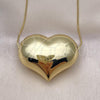 Oro Laminado Pendant Necklace, Gold Filled Style Heart and Hollow Design, Polished, Golden Finish, 04.341.0114.18