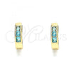 Oro Laminado Huggie Hoop, Gold Filled Style with Aqua Blue Cubic Zirconia, Polished, Golden Finish, 02.210.0644.2.12