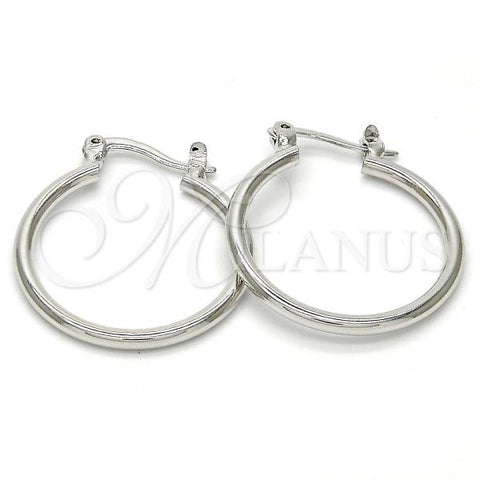 Rhodium Plated Small Hoop, Polished, Rhodium Finish, 5.134.012.1.20