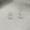 Sterling Silver Stud Earring, Flower Design, White Enamel Finish, Silver Finish, 02.406.0005.03