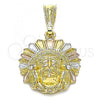 Oro Laminado Religious Pendant, Gold Filled Style with White Crystal, Polished, Tricolor, 05.351.0199.1