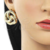 Oro Laminado Stud Earring, Gold Filled Style Chunky Design, Polished, Golden Finish, 02.163.0252