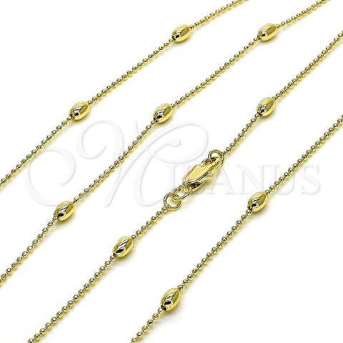 Oro Laminado Basic Necklace, Gold Filled Style Ball Design, Polished, Golden Finish, 04.213.0326.18