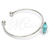 Rhodium Plated Individual Bangle, with Light Turquoise Swarovski Crystals, Polished, Rhodium Finish, 07.239.0010.3 (02 MM Thickness, One size fits all)