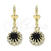 Oro Laminado Dangle Earring, Gold Filled Style with Dark Amethyst and White Crystal, Polished, Golden Finish, 02.122.0113.7