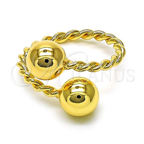 Oro Laminado Elegant Ring, Gold Filled Style Ball and Twist Design, Polished, Golden Finish, 01.170.0001