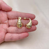 Oro Laminado Stud Earring, Gold Filled Style Chunky Design, Polished, Golden Finish, 02.163.0253