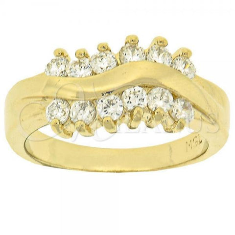 Oro Laminado Multi Stone Ring, Gold Filled Style with White Cubic Zirconia, Polished, Golden Finish, 5.167.001.09 (Size 9)