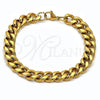 Stainless Steel Basic Bracelet, Miami Cuban Design, Polished, Golden Finish, 03.435.0001.09