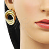 Oro Laminado Stud Earring, Gold Filled Style Chunky Design, Matte Finish, Golden Finish, 02.213.0550