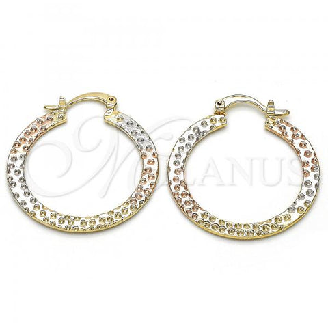 Oro Laminado Medium Hoop, Gold Filled Style Polished, Tricolor, 02.65.2614.30