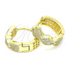 Sterling Silver Huggie Hoop, with White Micro Pave, Polished, Golden Finish, 02.332.0065.1.15