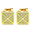 Oro Laminado Stud Earring, Gold Filled Style with White Cubic Zirconia, Polished, Golden Finish, 02.342.0020