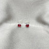 Sterling Silver Stud Earring, with Garnet Cubic Zirconia, Polished, Silver Finish, 02.397.0039.01