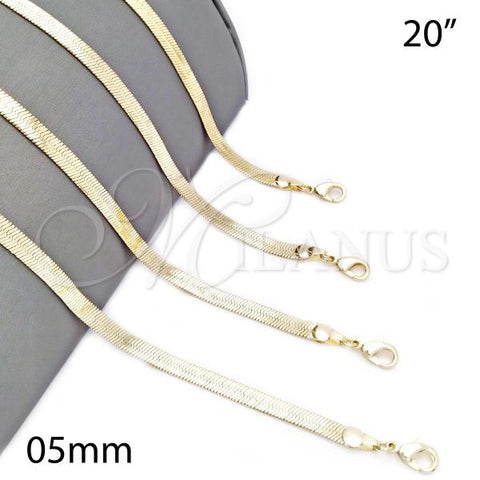 Oro Laminado Basic Necklace, Gold Filled Style Herringbone Design, Polished, Golden Finish, 04.213.0175.20