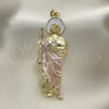 Oro Laminado Religious Pendant, Gold Filled Style San Judas Design, Polished, Tricolor, 05.351.0178