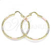 Oro Laminado Large Hoop, Gold Filled Style Diamond Cutting Finish, Tricolor, 02.213.0245.50