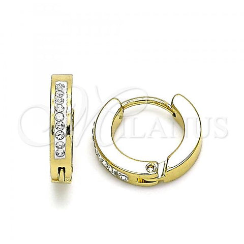 Stainless Steel Huggie Hoop, with White Crystal, Polished, Golden Finish, 02.230.0070.1.12