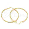 Oro Laminado Large Hoop, Gold Filled Style Diamond Cutting Finish, Tricolor, 02.213.0246.60