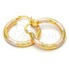 Oro Laminado Small Hoop, Gold Filled Style Hollow Design, Diamond Cutting Finish, Tricolor, 5.139.003.1.30