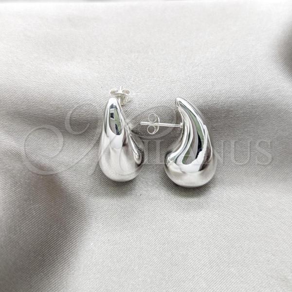 Sterling Silver Stud Earring, Teardrop Design, Polished, Silver Finish, 02.395.0047