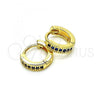 Oro Laminado Huggie Hoop, Gold Filled Style with Sapphire Blue Micro Pave, Polished, Golden Finish, 02.195.0106.3.10