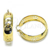 Oro Laminado Large Hoop, Gold Filled Style Flower Design, Brushed Finish, Golden Finish, 5.150.003.45