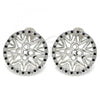 Rhodium Plated Stud Earring, with Black and White Micro Pave, Polished, Rhodium Finish, 02.233.0018.4