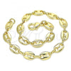 Oro Laminado Basic Anklet, Gold Filled Style Puff Mariner Design, Polished, Golden Finish, 04.326.0002.10