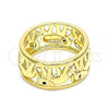 Oro Laminado Multi Stone Ring, Gold Filled Style Elephant Design, with White Micro Pave, Polished, Golden Finish, 01.380.0006.07