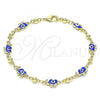 Oro Laminado Fancy Bracelet, Gold Filled Style Elephant Design, Blue Enamel Finish, Golden Finish, 03.213.0141.1.08