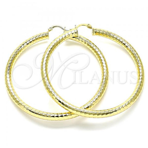 Oro Laminado Extra Large Hoop, Gold Filled Style Hollow Design, Diamond Cutting Finish, Golden Finish, 02.213.0314.70