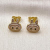 Oro Laminado Stud Earring, Gold Filled Style Pink Enamel Finish, Golden Finish, 02.156.0735.2