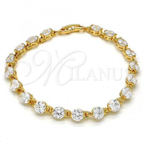 Oro Laminado Tennis Bracelet, Gold Filled Style with White Cubic Zirconia, Polished, Golden Finish, 03.213.0039.08