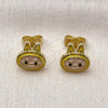 Oro Laminado Stud Earring, Gold Filled Style Yellow Enamel Finish, Golden Finish, 02.156.0735.3