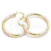Oro Laminado Medium Hoop, Gold Filled Style Hollow Design, Polished, Tricolor, 02.170.0262.1.40