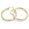 Oro Laminado Medium Hoop, Gold Filled Style Hollow Design, Polished, Tricolor, 02.170.0262.1.40
