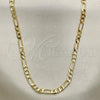 Oro Laminado Basic Necklace, Gold Filled Style Figaro Design, Polished, Golden Finish, 04.213.0114.18