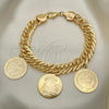 Oro Laminado Charm Anklet , Gold Filled Style Chunky Design, Polished, Golden Finish, 03.331.0128.10