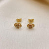 Oro Laminado Stud Earring, Gold Filled Style Flower Design, Polished, Golden Finish, 02.412.0004