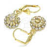 Oro Laminado Dangle Earring, Gold Filled Style with White Crystal, Polished, Golden Finish, 02.122.0113.5