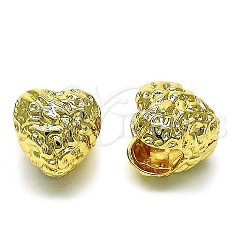 Oro Laminado Huggie Hoop, Gold Filled Style Heart Design, Polished, Golden Finish, 02.195.0260.15
