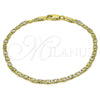 Oro Laminado Basic Bracelet, Gold Filled Style Mariner Design, Diamond Cutting Finish, Golden Finish, 04.213.0243.07