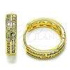 Oro Laminado Huggie Hoop, Gold Filled Style with White Cubic Zirconia, Polished, Golden Finish, 02.210.0848.22