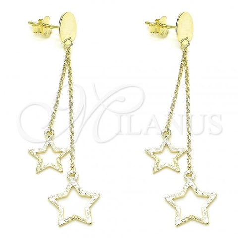 Sterling Silver Stud Earring, Star Design, Polished, Golden Finish, 02.186.0203.1