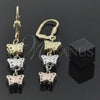 Oro Laminado Long Earring, Gold Filled Style Butterfly Design, Enamel Finish, Tricolor, 5.114.016