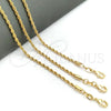 Oro Laminado Basic Necklace, Gold Filled Style Rope Design, Polished, Golden Finish, 04.58.0024.22